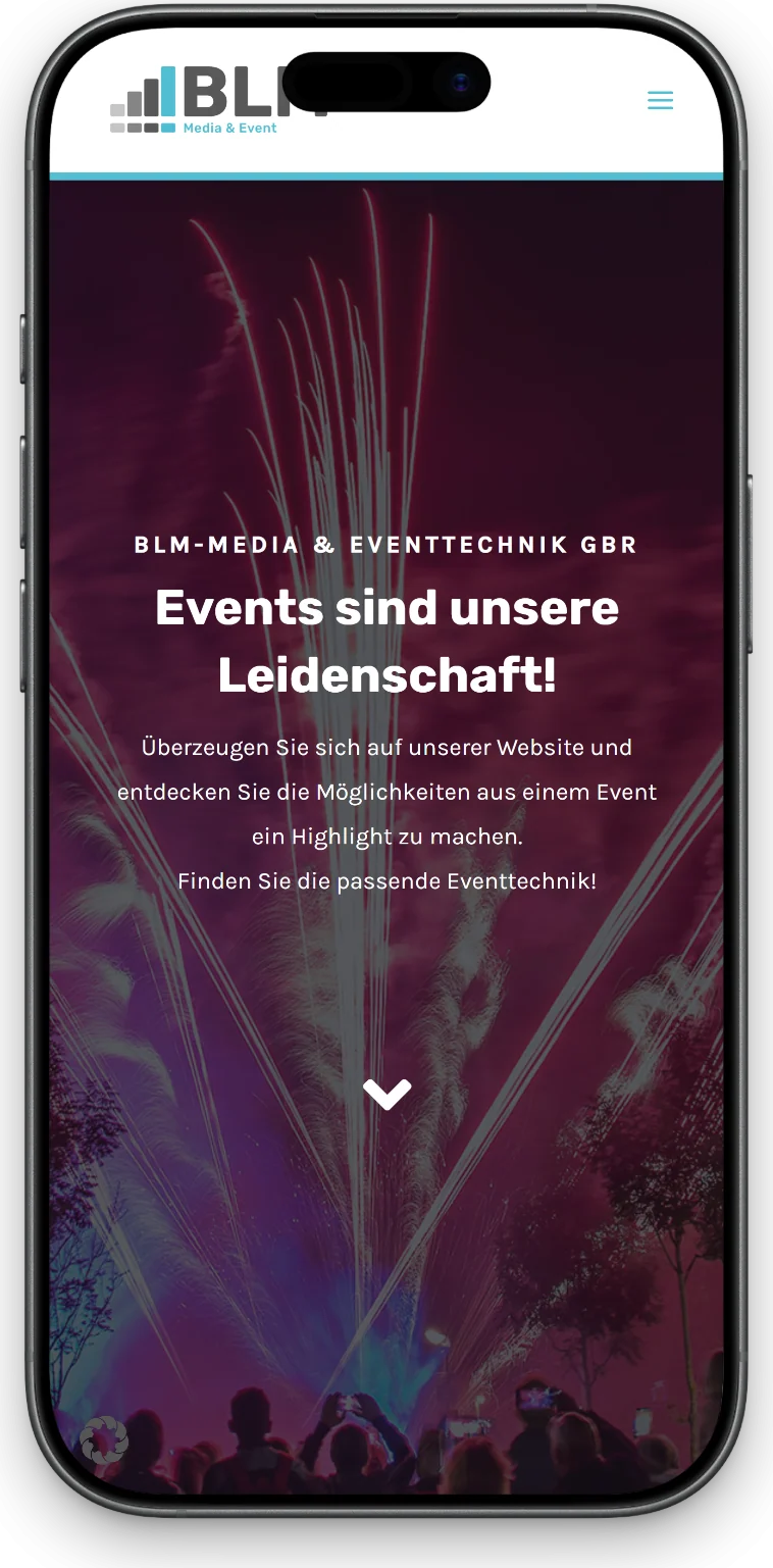 Eventtechnik aus Höxter - dieselbe Startseite auf dem Handy