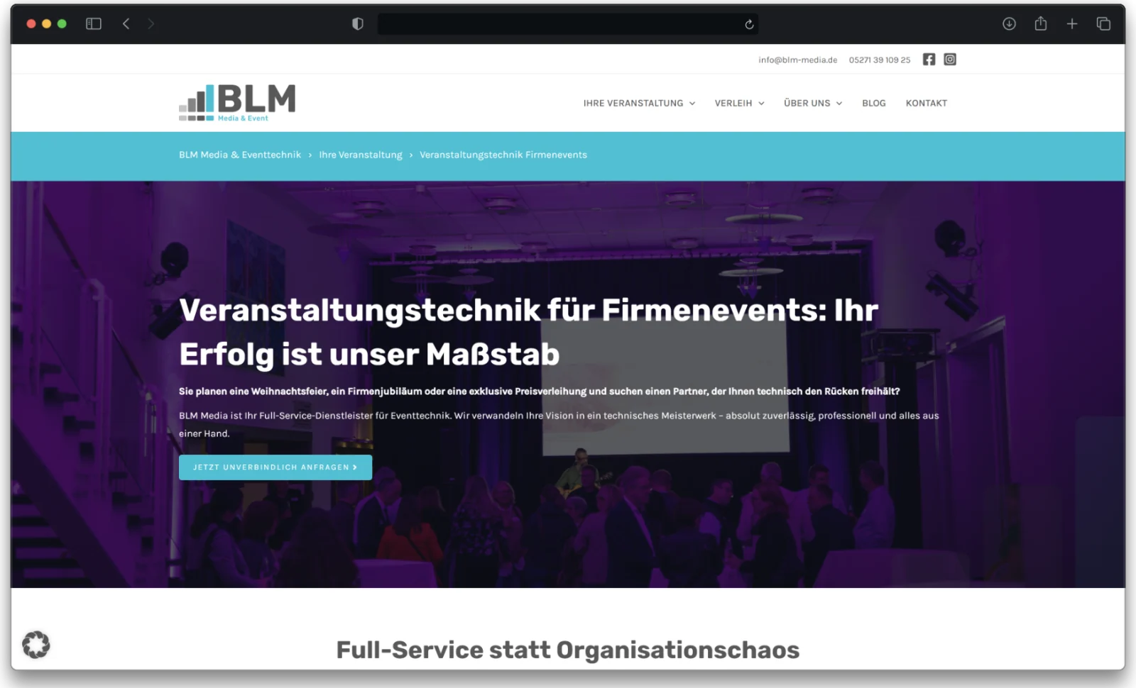 Eigene Landingpage für Firmenevents am Rechner: Veranstaltungstechnik für Firmenevents