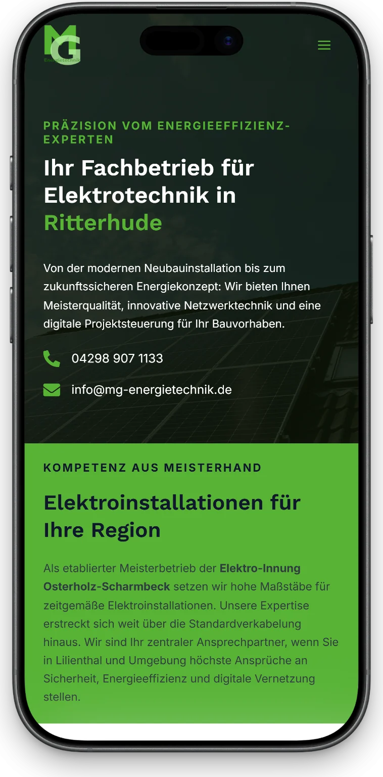 Elektriker aus Lilienthal - Startseite auf dem Handy mit Beratungsknopf