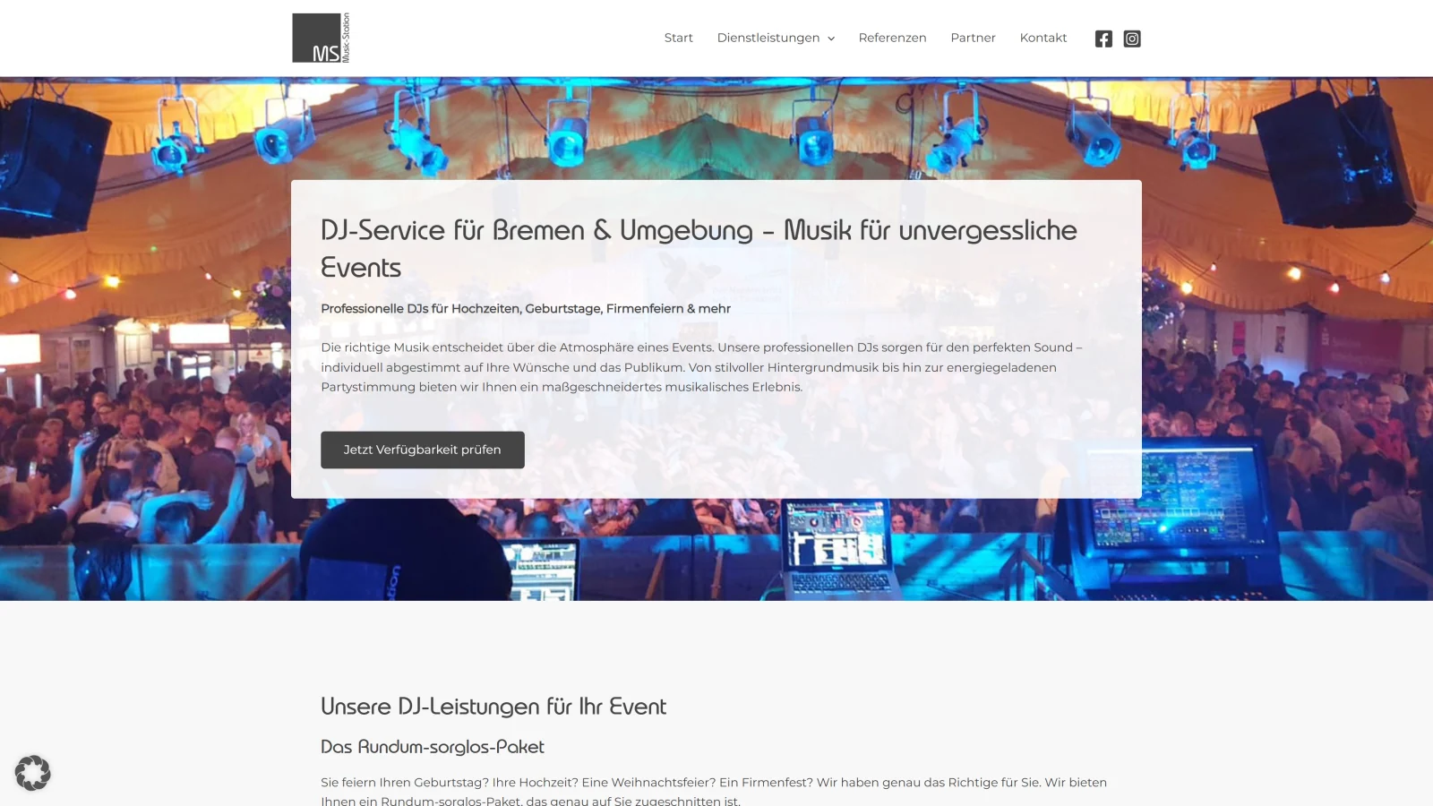 Website für DJ-Service und Veranstaltungstechnik - The Music-Station aus Ottersberg, umgesetzt von besser brinkmann