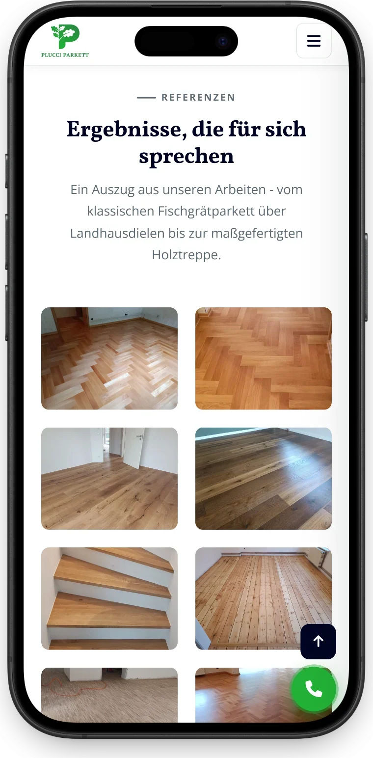 Bodenleger-Referenzen - Galerie verlegter Böden und Treppen auf dem Handy